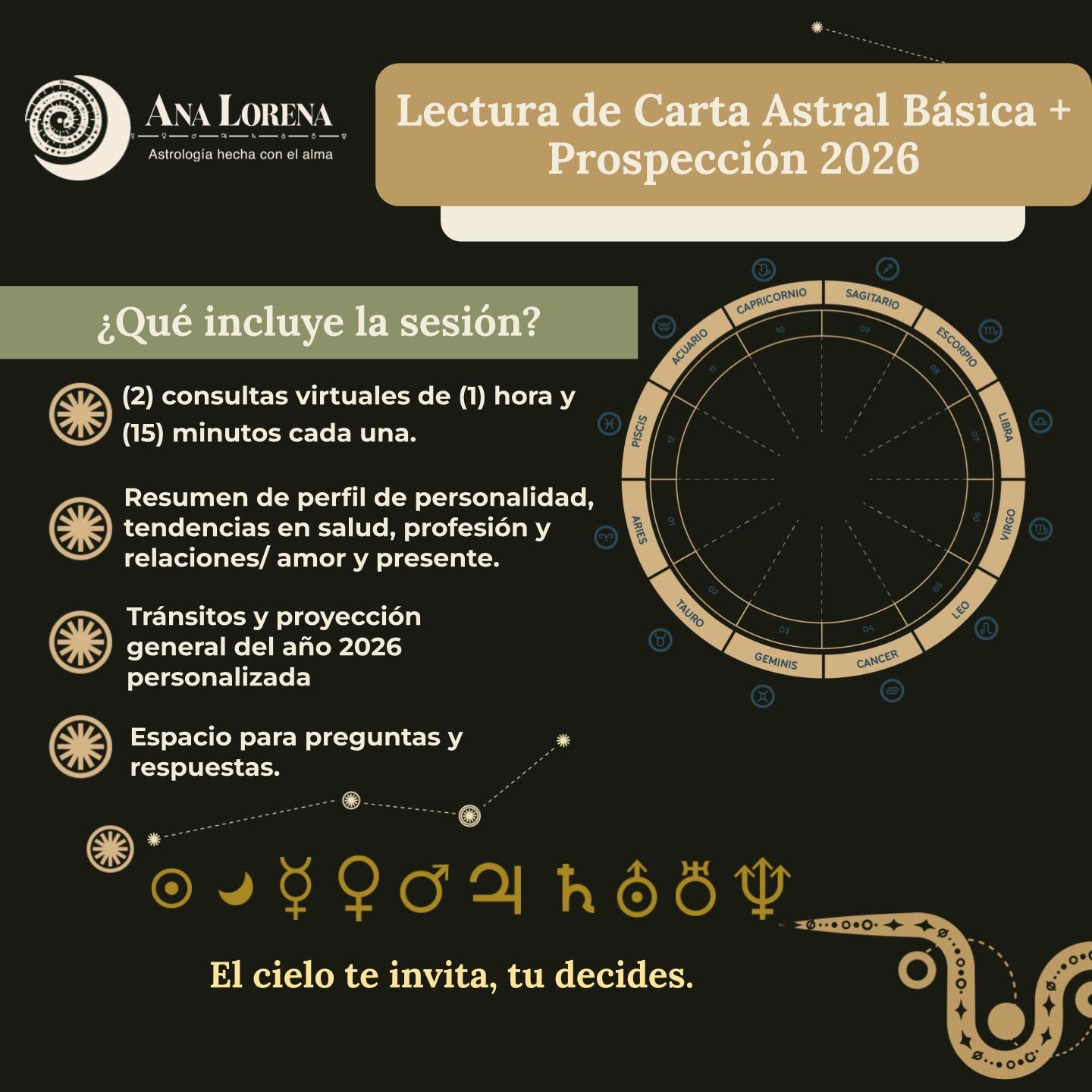 Paquete Lectura Carta Astral Básica + Prospección 2026